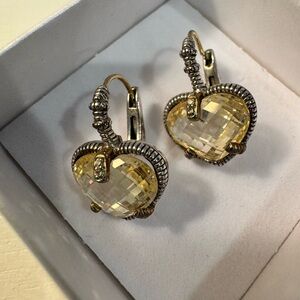 Judith Ripka Gold and Silver Heart Earrings